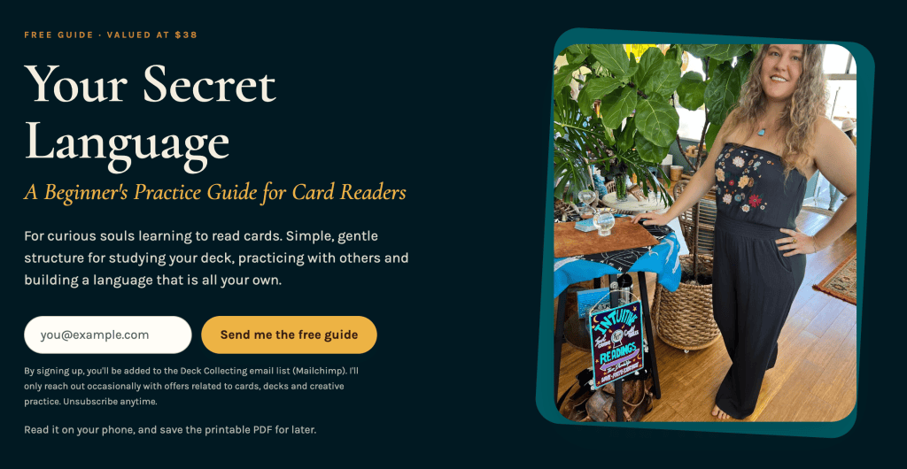 Screenshot of the landing page